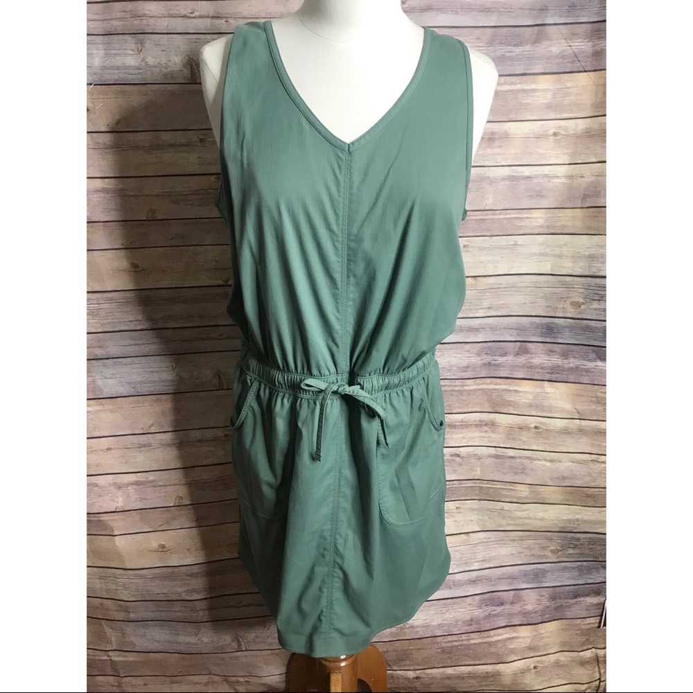 The North Face green tie waist sleeveless dress